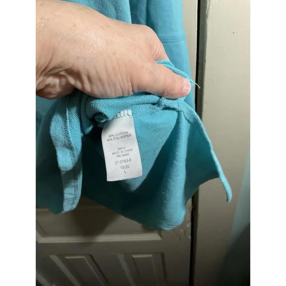 Light Blue Long Sleeve Top with Button Detail Woman Within 18/20 L - Picture 6 of 8